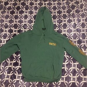 Green Faith Hoodie with Gold Embroidery